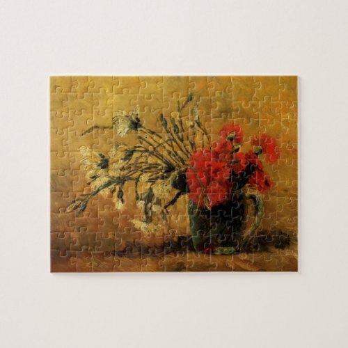 Vase with Red and White Carnations by Van Gogh Puzzles