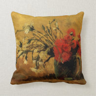 Vase with Red and White Carnations, Van Gogh Throw Pillow