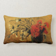 vase with red and white carnations, van Gogh Throw Pillow