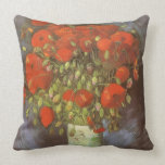 Vase with Red Poppies by Vincent van Gogh Throw Pillows