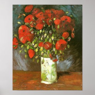 Vase With Red Poppies, Vincent Van Gogh print
