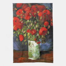 Vase with Red Poppies Vincent van Gogh Towel