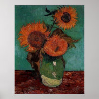 vase with three sunflowers, van Gogh Print