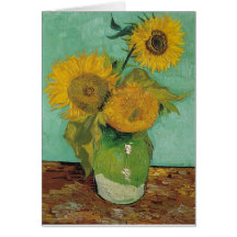 Vase with three sunflowers, Vincent van Gogh Greeting Cards