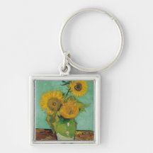 Vase with three sunflowers, Vincent van Gogh Keychains
