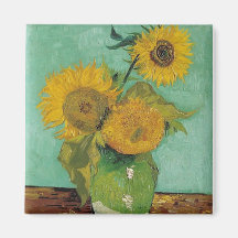 Vase with three sunflowers, Vincent van Gogh Refrigerator Magnet