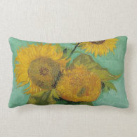 Vase with three sunflowers, Vincent van Gogh Throw Pillows
