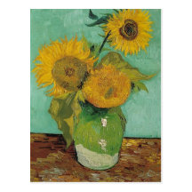 Vase with three sunflowers, Vincent van Gogh Post Card