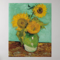 Vase with three sunflowers, Vincent van Gogh Print