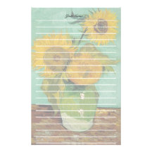 Vase with three sunflowers, Vincent van Gogh Stationery Paper