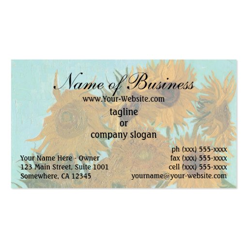 Vase with Twelve Sunflowers by Vincent van Gogh Business Card Templates