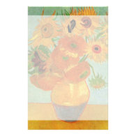Vase with Twelve Sunflowers, Vincent van Gogh. Customized Stationery