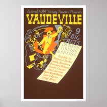 Vaudeville 9 Big Acts 1937 WPA Print
