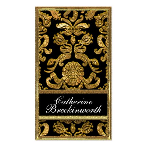 Vaudreante Ebony  Damask Professional Business Cards (front side)