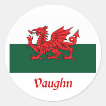 Vaughn Welsh Flag Round Stickers