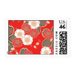 Vector blanco rojo floral del vintage lindo franqueo
