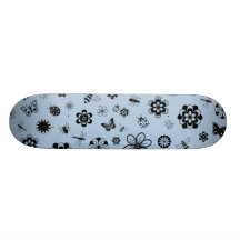 Vector Bugs & Flowers (Version B Sky Blue) Skateboard Deck