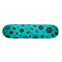 Vector Bugs & Flowers (Version B Teal) Skate Board
