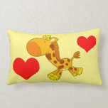 Vector Cartoon  giraffe with hearts Pillow