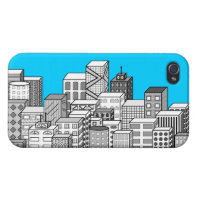 Vector Cityscape & Sky Blue Background Cases For iPhone 4
