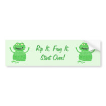 Vector Crochet Frog (Rip it, Frog it! -Green Back) Bumper Sticker