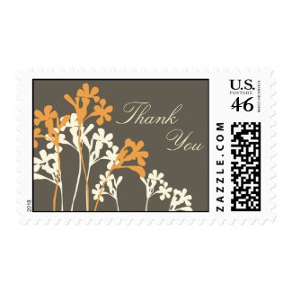 Vector Floral Design Dark Thank You Postage stamp