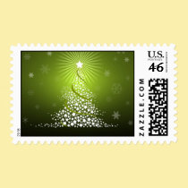 Vector Green Christmas Tree Stamp stamps