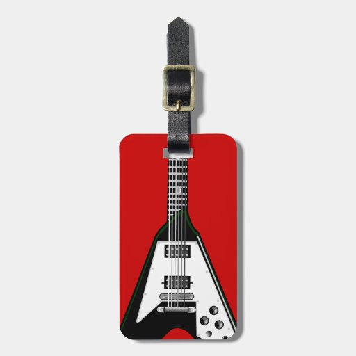 Vector guitar black/white luggage tag