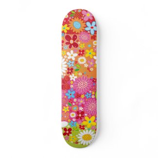 Vector Heart Flowers Skate Boards