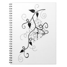 Vector ivy swirl branch girly chic floral nature note books