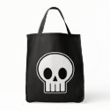 Vector Skull Halloween Trick or Treat Grocery Tote Bag