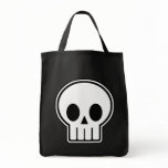 Vector Skull Halloween Trick or Treat Grocery Tote Bag