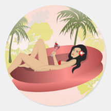 vectorvaco-09101603-beach-girl-large round stickers