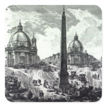 Veduta della Piazza del Popolo, c.1750 Square Stickers
