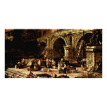 Vedute Of A Port At The River By Carlevarijs Luca photo cards