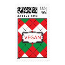 Vegan Argyle Red and Green Postage
