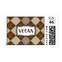 Vegan (Brown Argyle) Postage Stamp