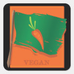 Vegan Carrot Flag Square Stickers