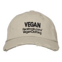 VEGAN Distressed Embroidered Hat
