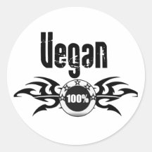 Vegan Grunge Winged Emblem Round Stickers