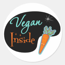 Vegan Inside Round Stickers
