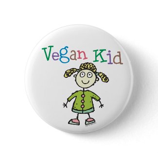 Vegan Kid Girl button