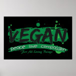 Vegan Peace Love Compassion Poster