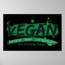 Vegan Peace Love Compassion Poster