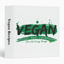 Vegan Peace Love Compassion Vinyl Binder