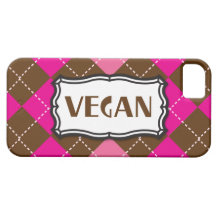 Vegan Pride Pink Brown Argyle iPhone 5 Case
