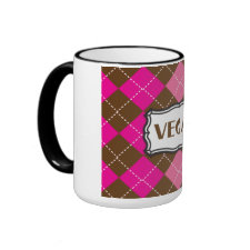 Vegan Pride Pink Brown Argyle mug