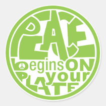 Vegan Slogan Peace Begins On Your Plate stickers