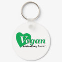 Vegan with all my heart keychain