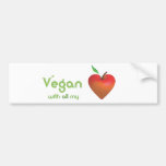 Vegan with all my heart (red apple heart) bumper sticker